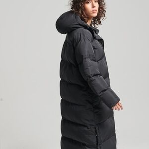 Superdry Women's Long Black Puffer Jacket